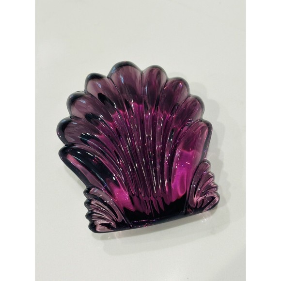 WATERFORD CRYSTAL PURPLE AMETHYST SCALLOP SEA SHELL PAPERWEIGHT DECOR - Picture 4 of 5